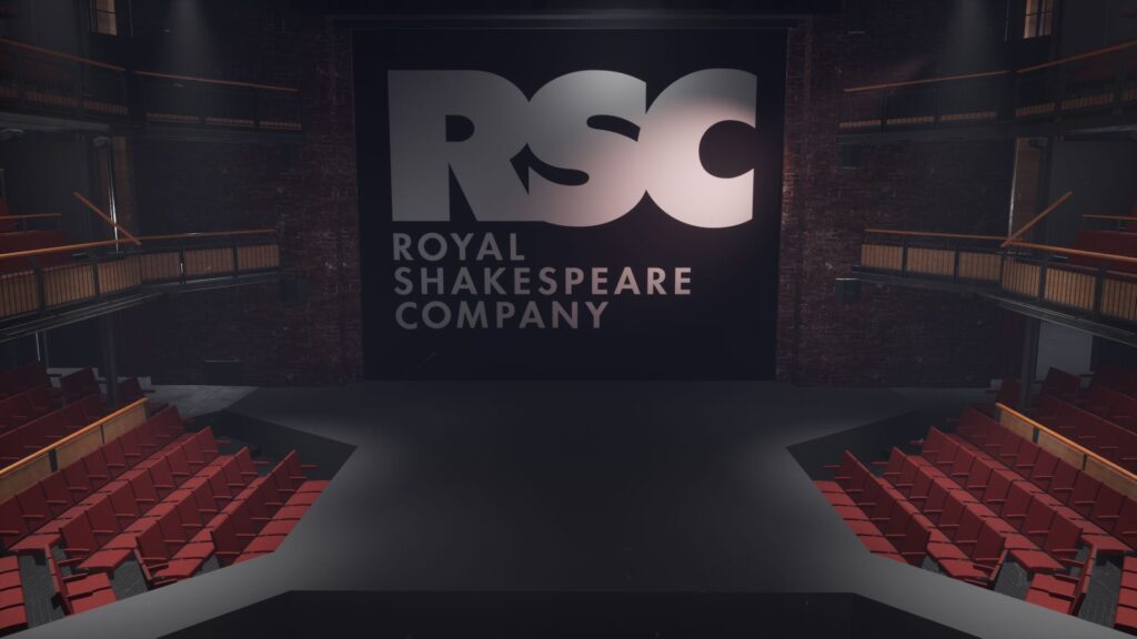 A digital model of the Royal Shakespeare Theatre from the gallery.